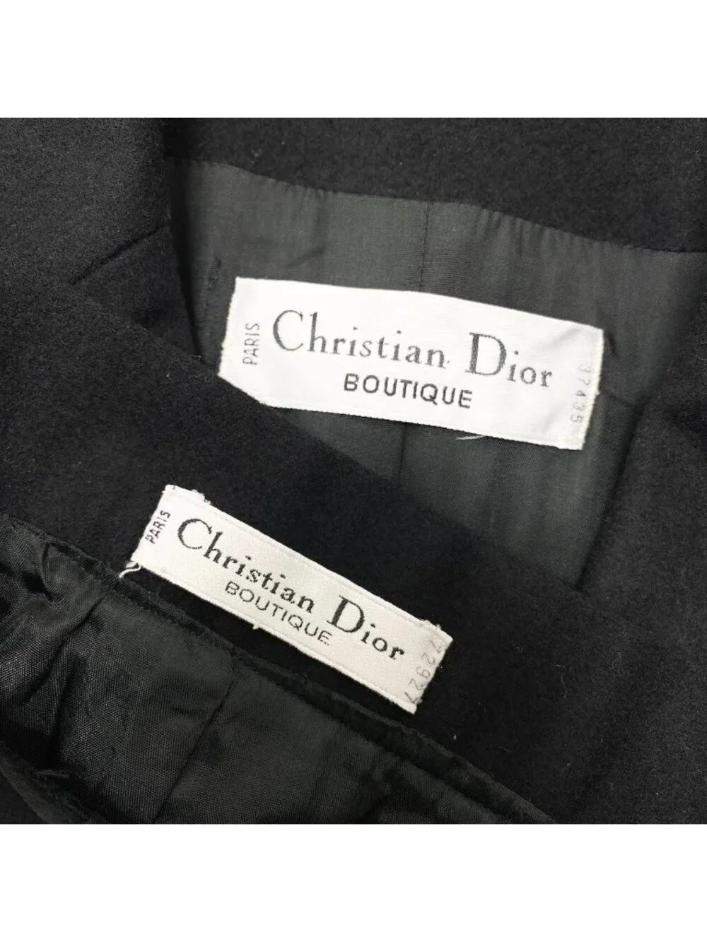 Dior @S Vintage Skirt Set Tailored Jacket Leather Piping